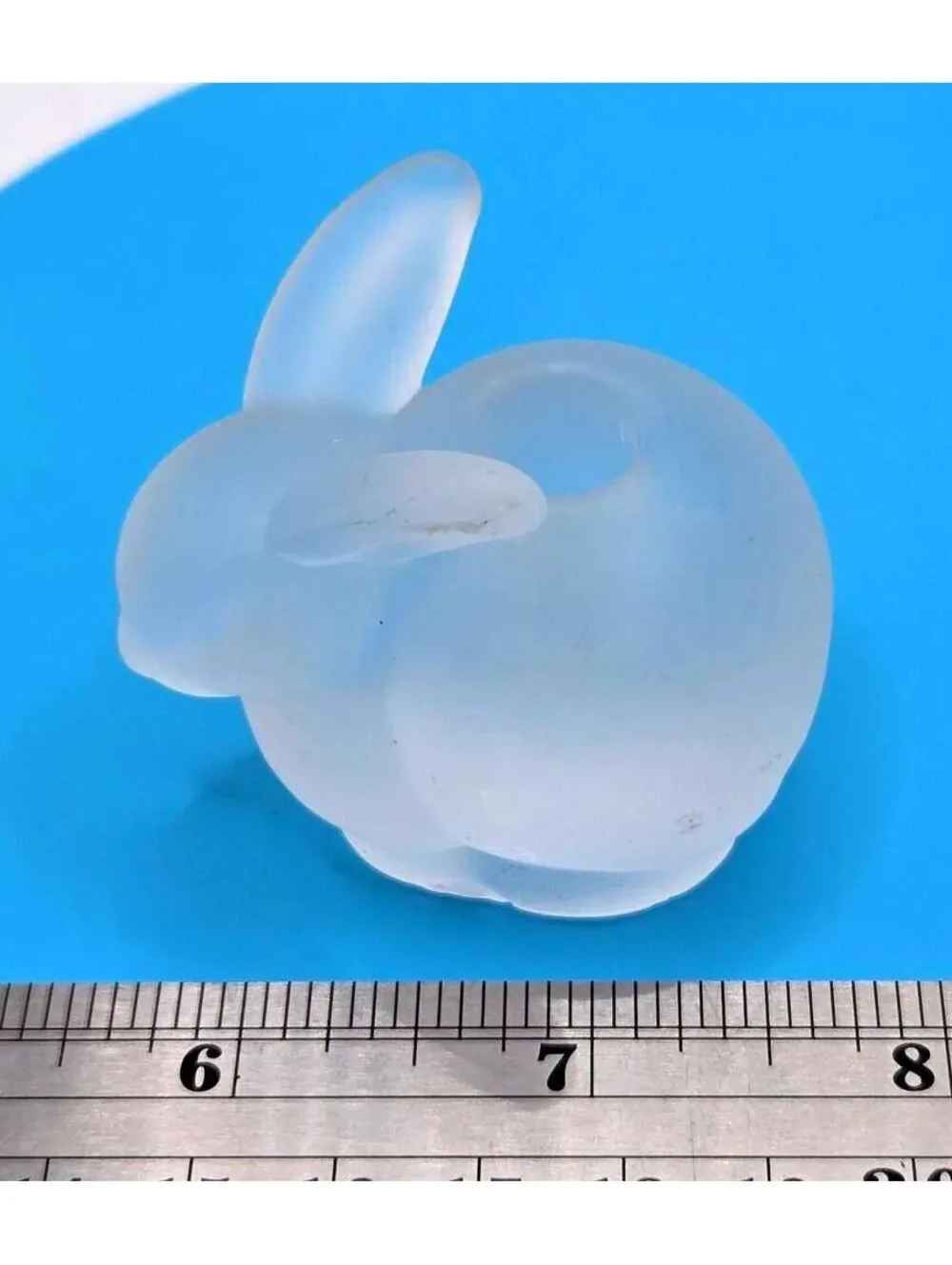 Vintage Frosted Satin Glass Rabbit Figurine Candlestick Holder